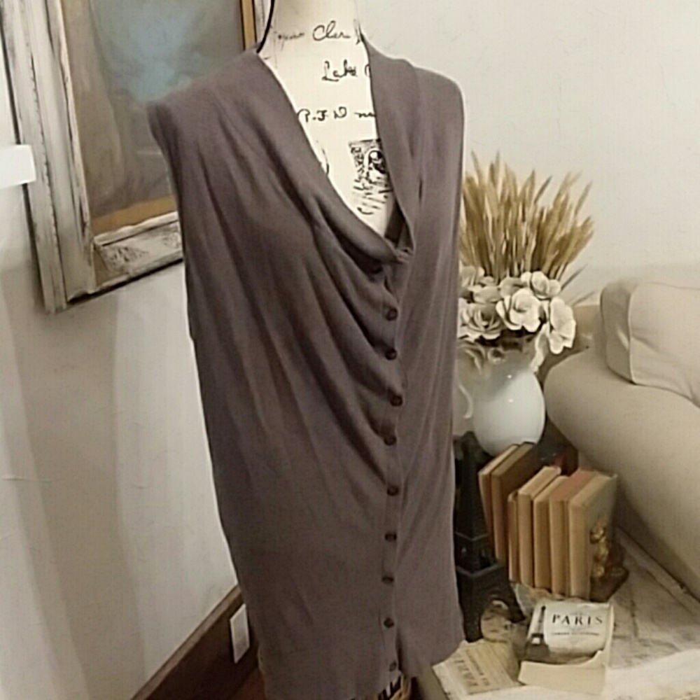 Anthropologie Bordeaux Sleeveless Cardigan